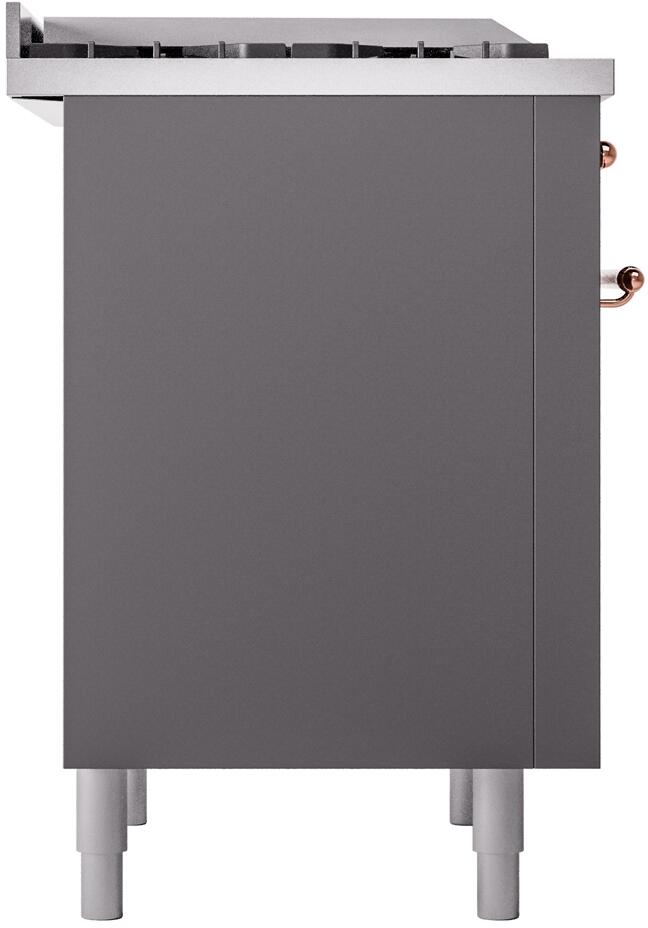 Ilve UP36FNMPMGP Nostalgie Ii 36 Inch Dual Fuel Natural Gas Freestanding Range In Matte Graphite With Copper Trim