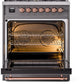 Ilve UP30NMPMGP Nostalgie Ii 30 Inch Dual Fuel Natural Gas Freestanding Range In Matte Graphite With Copper Trim