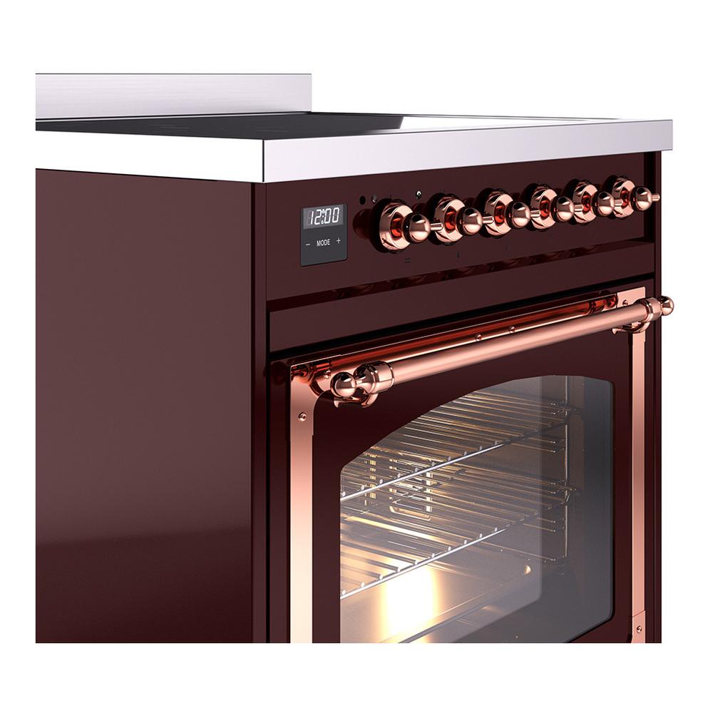 Ilve UNI304NMPBUP Ilve Uni304Nmpbup Nostalgie Ii Noblesse 30" Induction Range (Triple Glass Door, Burgundy, Copper)