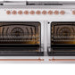 Ilve UP60FSNMPWHPLP Nostalgie Ii 60 Inch Dual Fuel Liquid Propane Freestanding Range In White With Copper Trim