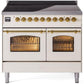 Ilve UPDI406NMPAWG Nostalgie Ii 40 Inch Electric Freestanding Range In Antique White With Brass Trim