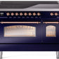 Ilve UPI486NMPMBP Nostalgie Ii 48 Inch Electric Freestanding Range In Blue With Copper Trim