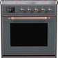 Ilve UM30DNE3BGBLP Majestic Ii 30 Inch Dual Fuel Liquid Propane Freestanding Range In Blue Grey With Bronze Trim