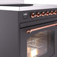 Ilve UPI304NMPMGP Nostalgie Ii 30 Inch Electric Freestanding Range In Matte Graphite With Copper Trim