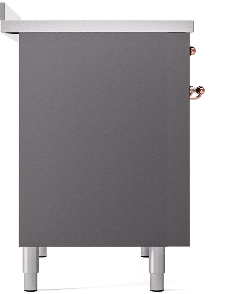 Ilve UPDI406NMPMGP Nostalgie Ii 40 Inch Electric Freestanding Range In Matte Graphite With Copper Trim