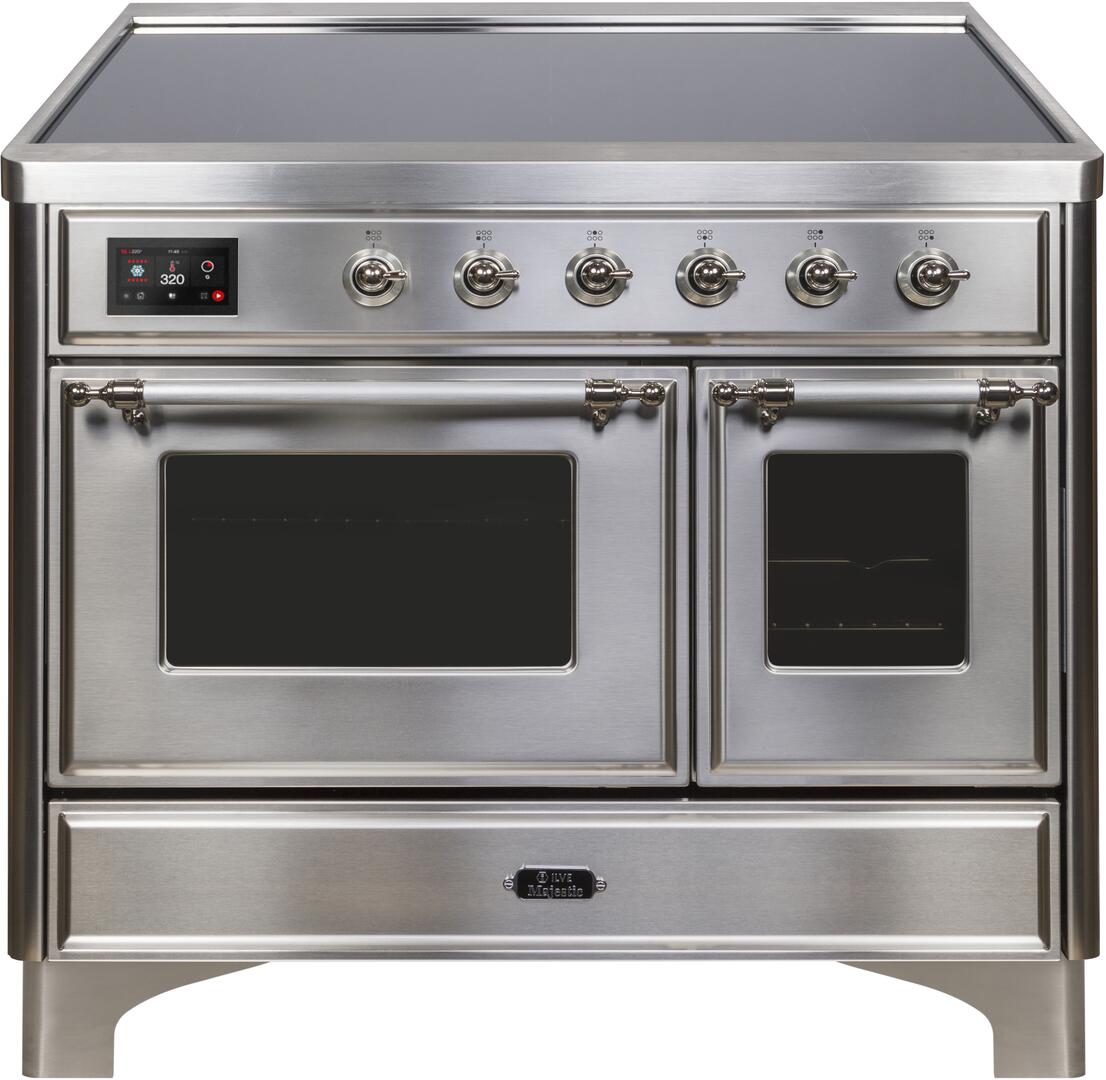 Ilve UMDI10NS3SSC Majestic Ii 40 Inch Electric Freestanding Range In Stainless Steel With Chrome Trim