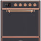 Ilve UMI30QNE3MGP Majestic Ii 30 Inch Electric Freestanding Range In Matte Graphite With Copper Trim