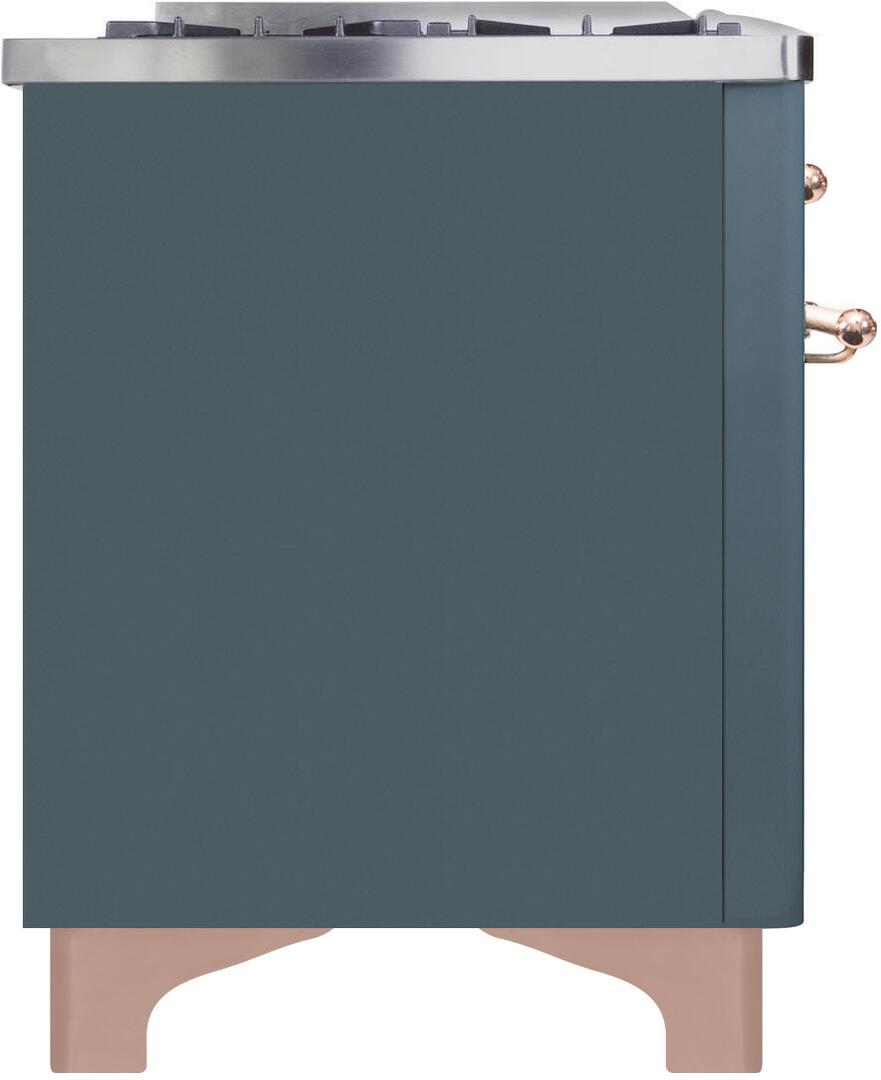 Ilve UM12FDNS3BGP Majestic Ii 48 Inch Dual Fuel Natural Gas Freestanding Range In Blue Grey With Copper Trim