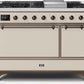 Ilve UM12FDQNS3AWB Majestic Ii 48 Inch Dual Fuel Natural Gas Freestanding Range In Antique White With Bronze Trim