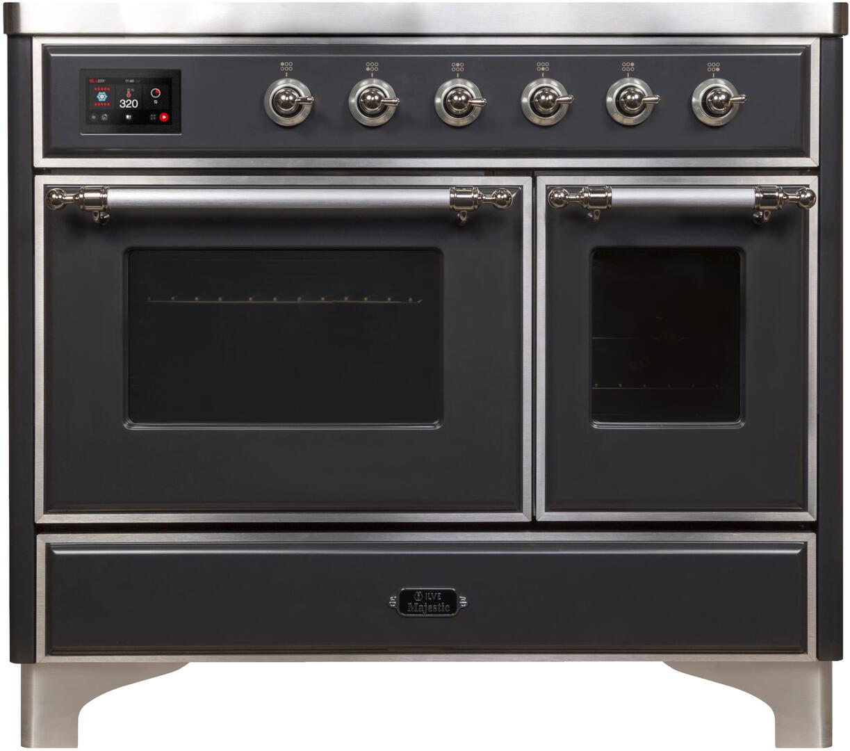 Ilve UMDI10NS3MGC Majestic Ii 40 Inch Electric Freestanding Range In Matte Graphite With Chrome Trim