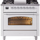 Ilve UP36FNMPWHCLP Nostalgie Ii 36 Inch Dual Fuel Liquid Propane Freestanding Range In White With Chrome Trim