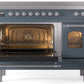 Ilve UPI486NMPBGC Nostalgie Ii 48 Inch Electric Freestanding Range In Blue Grey With Chrome Trim