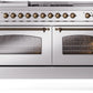 Ilve UP60FSNMPSSB Nostalgie Ii 60 Inch Dual Fuel Natural Gas Freestanding Range In Stainless Steel With Bronze Trim