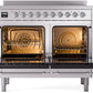 Ilve UPDI406NMPSSC Nostalgie Ii 40 Inch Electric Freestanding Range In Stainless Steel With Chrome Trim