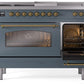 Ilve UP48FSNMPBGGLP Nostalgie Ii 48 Inch Dual Fuel Liquid Propane Freestanding Range In Blue Grey With Brass Trim