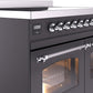 Ilve UPDI406NMPMGC Nostalgie Ii 40 Inch Electric Freestanding Range In Matte Graphite With Chrome Trim