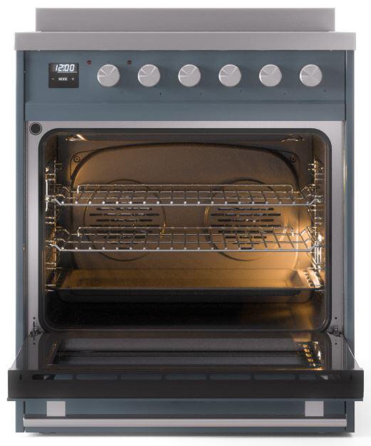 Ilve UPI304WMPBG Professional Plus Ii 30 Inch Electric Freestanding Range In Blue Grey With Trim