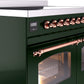 Ilve UPDI406NMPEGP Nostalgie Ii 40 Inch Electric Freestanding Range In Emerald Green With Copper Trim