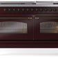 Ilve UP60FNMPBUBLP Nostalgie Ii 60 Inch Dual Fuel Liquid Propane Freestanding Range In Burgundy With Bronze Trim