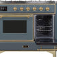 Ilve UMD10FDNS3BGGLP Majestic Ii 40 Inch Dual Fuel Liquid Propane Freestanding Range In Blue Grey With Brass Trim