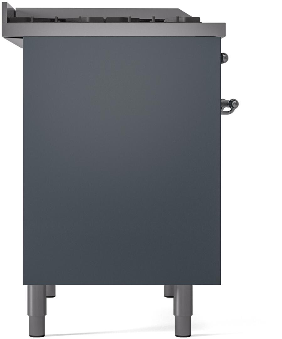 Ilve UPD40FNMPBGCLP Nostalgie Ii 40 Inch Dual Fuel Liquid Propane Freestanding Range In Blue Grey With Chrome Trim