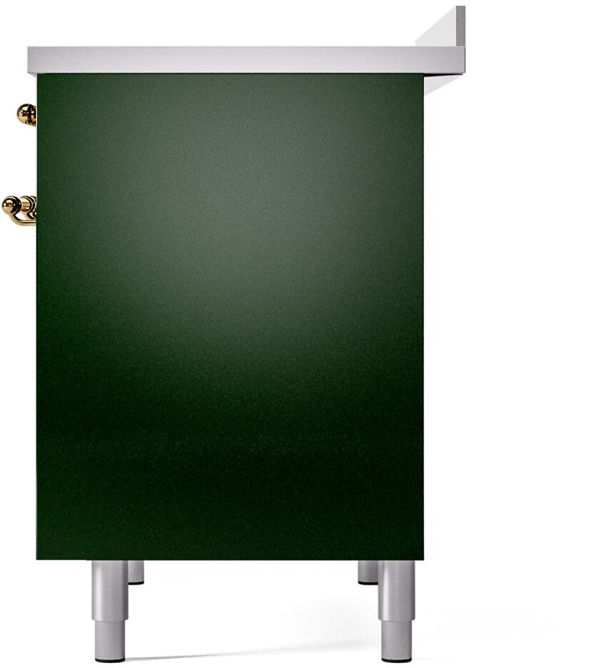 Ilve UPDI406NMPEGG Nostalgie Ii 40 Inch Electric Freestanding Range In Emerald Green With Brass Trim