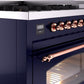 Ilve UP48FNMPMBP Nostalgie Ii 48 Inch Dual Fuel Natural Gas Freestanding Range In Blue With Copper Trim