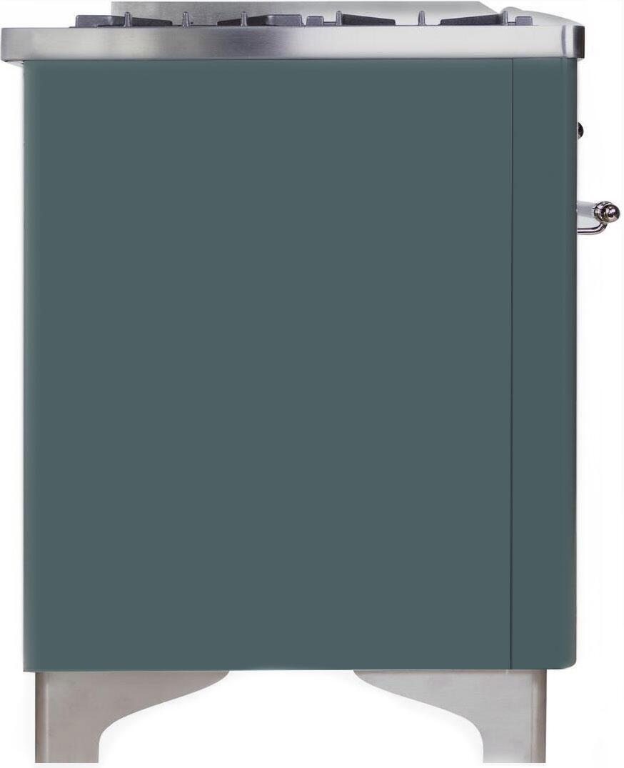 Ilve UMD10FDNS3BGC Majestic Ii 40 Inch Dual Fuel Natural Gas Freestanding Range In Blue Grey With Chrome Trim