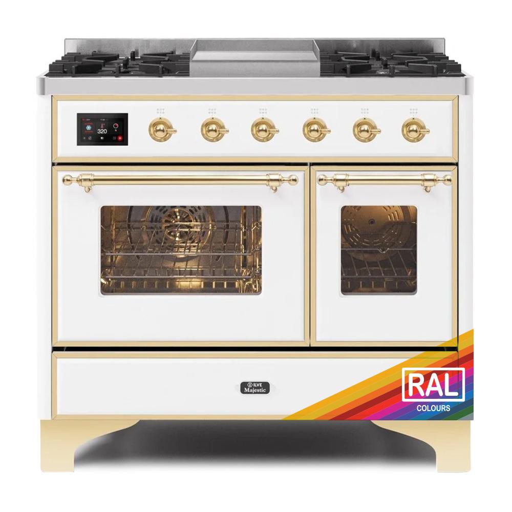 Ilve UMD10FDNS3RAG Ilve Majestic Ii 40 Umd10Fdns3Rag Freestanding Dual Fuel Range With 6 Sealed Burners Yes Double Oven With Triple Glass Door In Ral Color With Brass Knobs