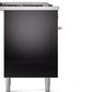 Ilve UP60FSWMPBK Professional Plus Ii 60 Inch Dual Fuel Natural Gas Freestanding Range In Glossy Black With Trim