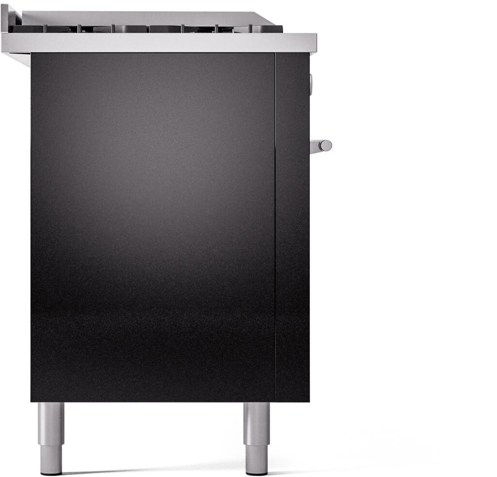 Ilve UP60FSWMPBK Professional Plus Ii 60 Inch Dual Fuel Natural Gas Freestanding Range In Glossy Black With Trim