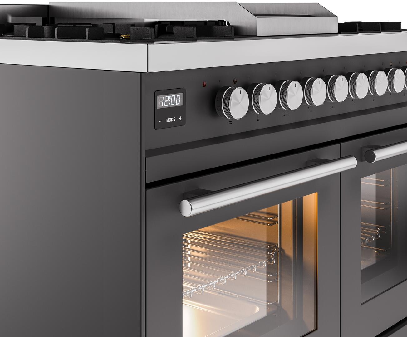 Ilve UPD40FWMPMG Professional Plus Ii 40 Inch Dual Fuel Natural Gas Freestanding Range In Matte Graphite With Trim