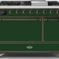 Ilve UM12FDQNS3EGBLP Majestic Ii 48 Inch Dual Fuel Liquid Propane Freestanding Range In Emerald Green With Bronze Trim