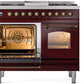 Ilve UPD40FNMPBUB Nostalgie Ii 40 Inch Dual Fuel Natural Gas Freestanding Range In Burgundy With Bronze Trim