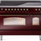 Ilve UPI486NMPBUB Nostalgie Ii 48 Inch Electric Freestanding Range In Burgundy With Bronze Trim