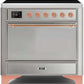 Ilve UMI09QNS3SSP Majestic Ii 36 Inch Electric Freestanding Range In Stainless Steel With Copper Trim