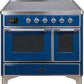 Ilve UMDI10NS3MBC Majestic Ii 40 Inch Electric Freestanding Range In Blue With Chrome Trim