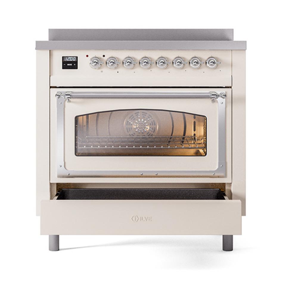 Ilve UNI366NMPAWC Ilve Uni366Nmpawc Nostalgie Ii Noblesse 36" Induction Range (Triple Glass Door, Antique White, Chrome)