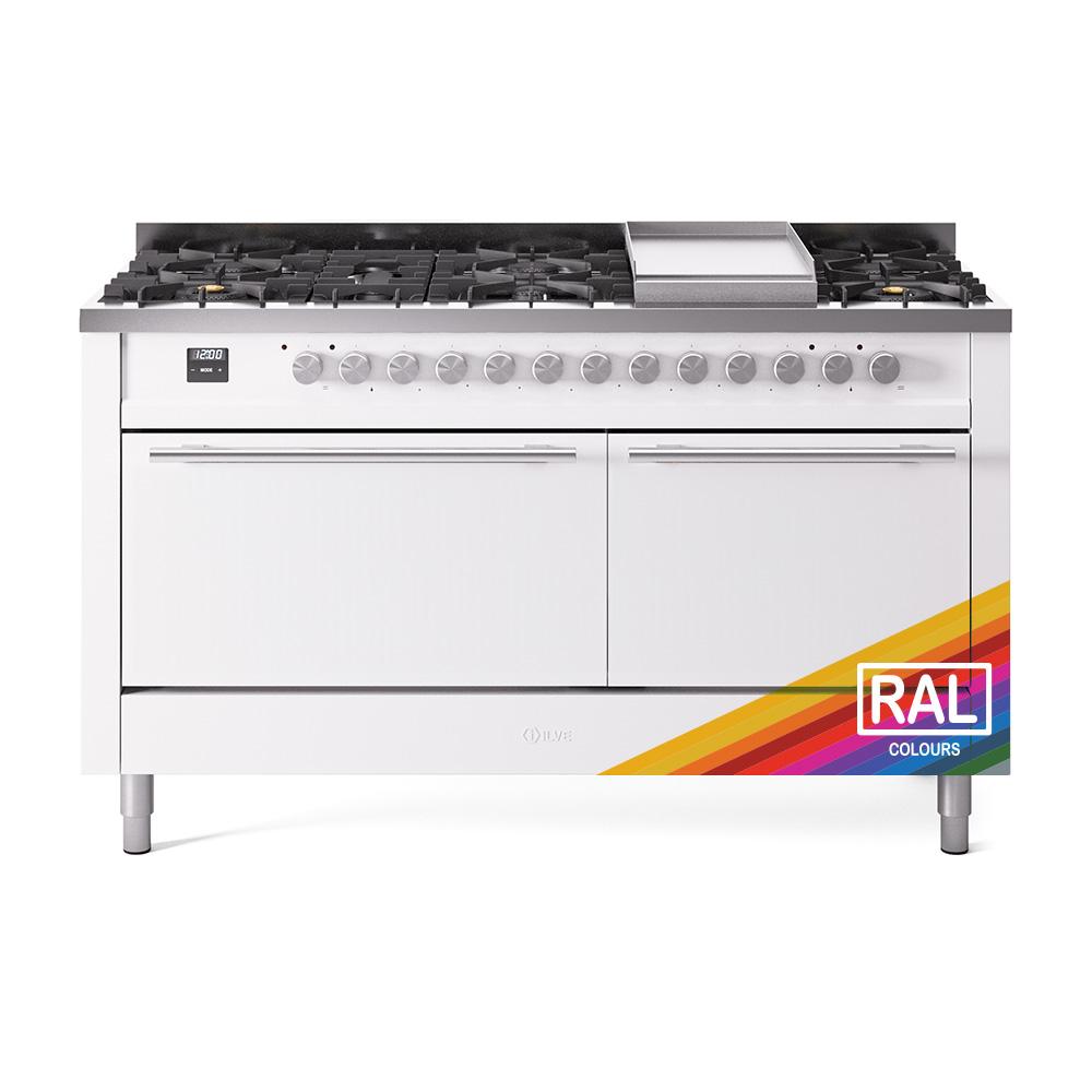 Ilve UP60FQMPRA Ilve Professional Plus Ii 60 Up60Fqmpra Freestanding Dual Fuel Range With 9 Sealed Burners Double Oven With Solid Door In Ral Color With Stainless Steel Knobs