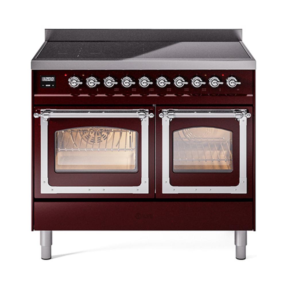 Ilve UNDI406NMPBUC Ilve Undi406Nmpbuc Nostalgie Ii Noblesse 40" Induction Range (Triple Glass Door, Burgundy, Chrome)