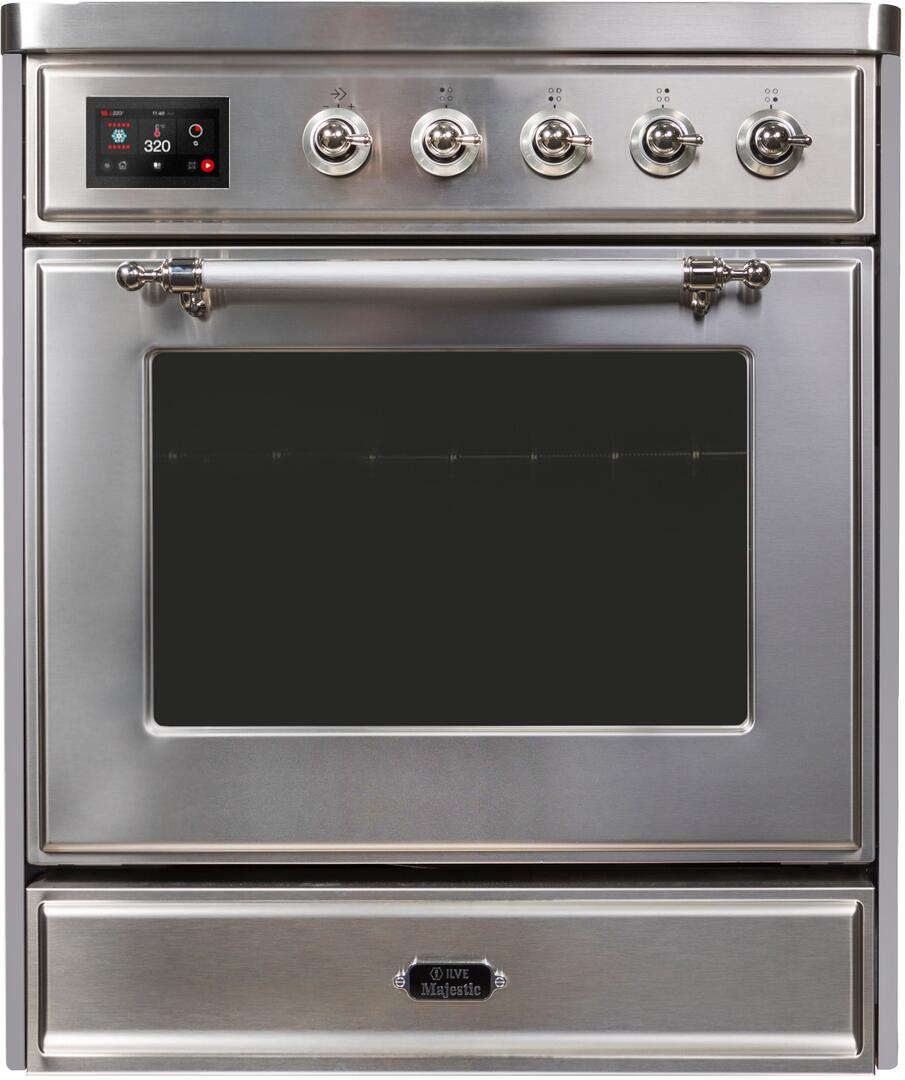 Ilve UMI30NE3SSC Majestic Ii 30 Inch Electric Freestanding Range In Stainless Steel With Chrome Trim