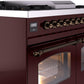 Ilve UPD40FNMPBUB Nostalgie Ii 40 Inch Dual Fuel Natural Gas Freestanding Range In Burgundy With Bronze Trim