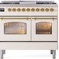 Ilve UPD40FNMPAWGLP Nostalgie Ii 40 Inch Dual Fuel Liquid Propane Freestanding Range In Antique White With Brass Trim