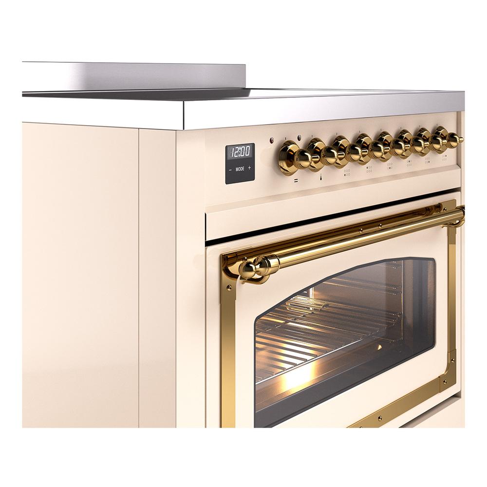 Ilve UNI366NMPAWG Ilve Uni366Nmpawg Nostalgie Ii Noblesse 36" Induction Range (Triple Glass Door, Antique White, Brass)