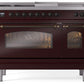 Ilve UP48FSNMPBUBLP Nostalgie Ii 48 Inch Dual Fuel Liquid Propane Freestanding Range In Burgundy With Bronze Trim