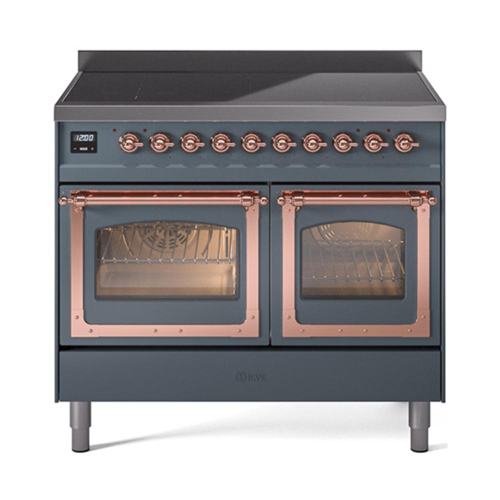 Ilve UNDI406NMPBGP Ilve Undi406Nmpbgp Nostalgie Ii Noblesse 40" Induction Range (Triple Glass Door, Blue Grey, Copper)