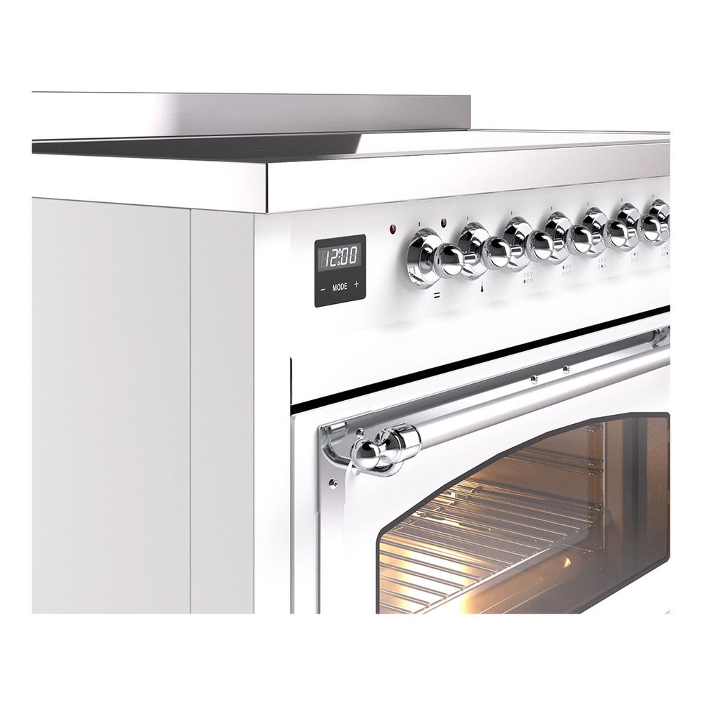 Ilve UNI486NMPWHC Ilve Uni486Nmpwhc Nostalgie Ii Noblesse 48" Induction Range (Triple Glass Door, White, Chrome)