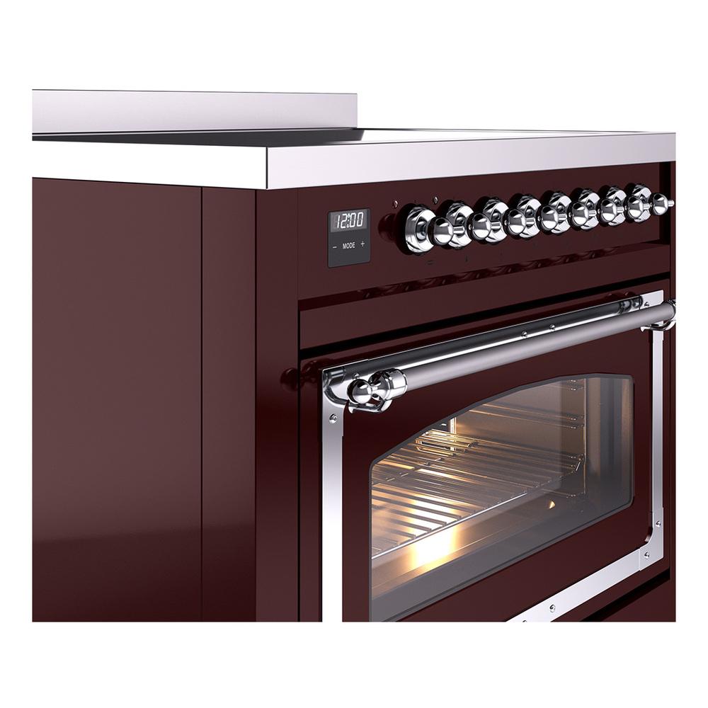 Ilve UNI366NMPBUC Ilve Uni366Nmpbuc Nostalgie Ii Noblesse 36" Induction Range (Triple Glass Door, Burgundy, Chrome)