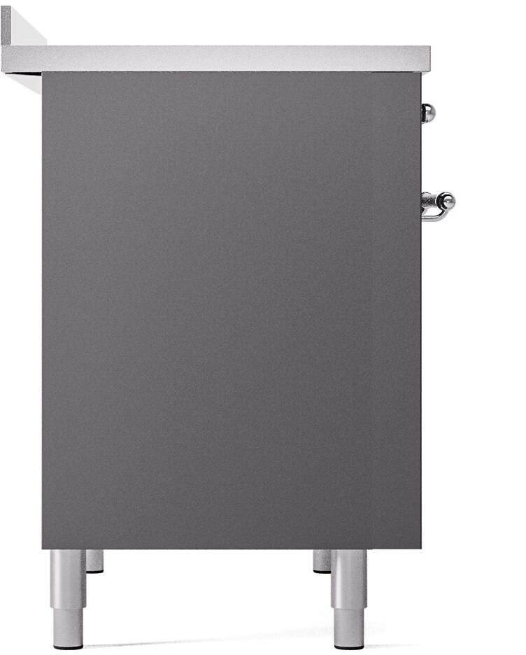 Ilve UPDI406NMPMGC Nostalgie Ii 40 Inch Electric Freestanding Range In Matte Graphite With Chrome Trim