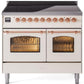 Ilve UPDI406NMPAWP Nostalgie Ii 40 Inch Electric Freestanding Range In Antique White With Copper Trim